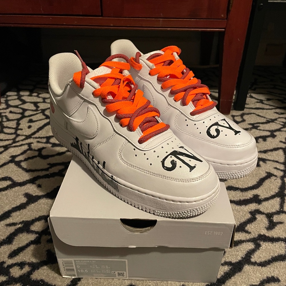 White Sneakers with Orange Laces - Men's Fashion Sneakers